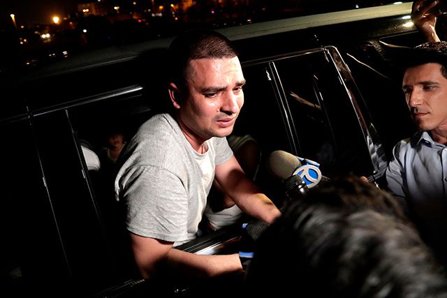 Pablo Villavicencio after being releases from the ICE detention facility in Kearny, NJ